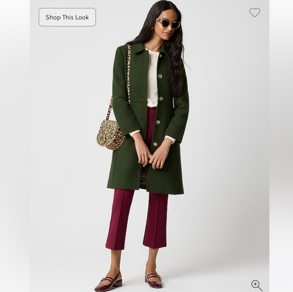 J.Crew Day Lady Coat Pine Green Wool Blend Tailored Midi NWT Size 12 *Sold Out* - Picture 5 of 13